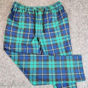 Chubbies Everywear The Ain't Sandrews Pants Men XL Blue Green Plaid Stretch Golf